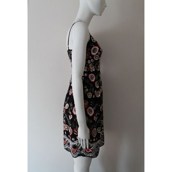 Needle & Thread Floral-Print Embellished Cocktail Mini Dress Size US 4 Black - Picture 6 of 12